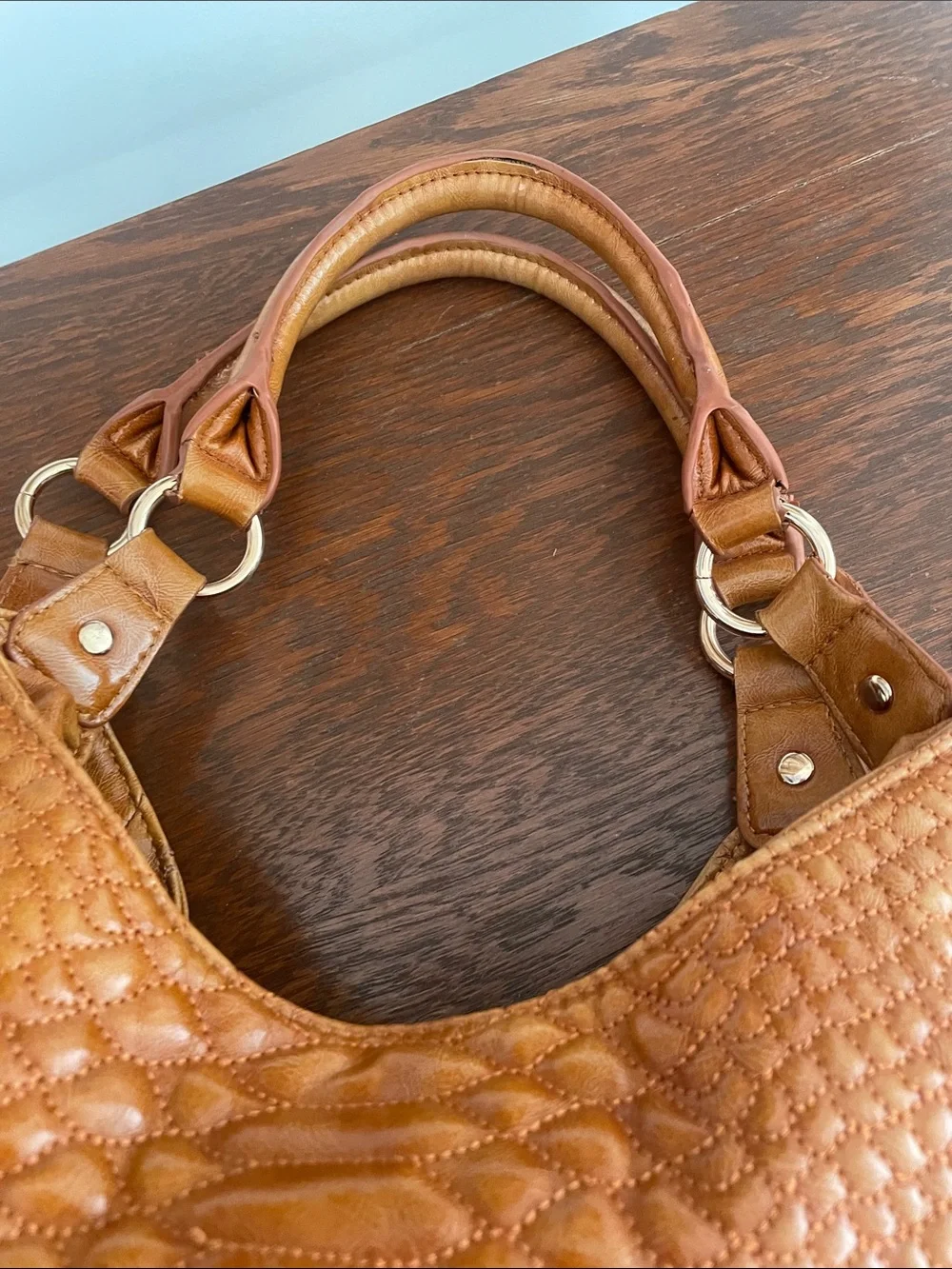Big Buddha Cognac Leather Hobo with Tassel Detail